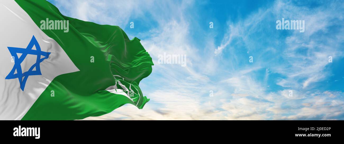 flag of IDF Military Intelligence Directorate , Israel at cloudy sky