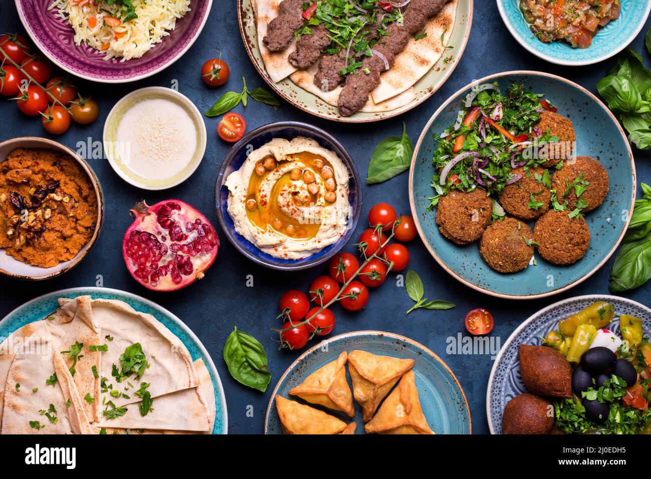 Arabic dishes and meze Stock Photo
