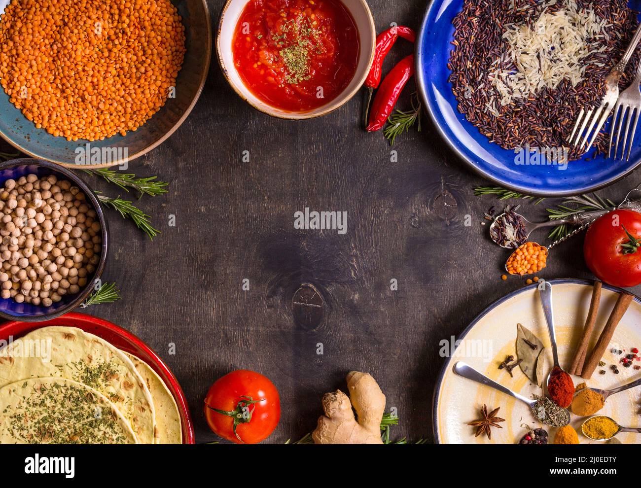 Ingredients for indian or eastern cuisine Stock Photo