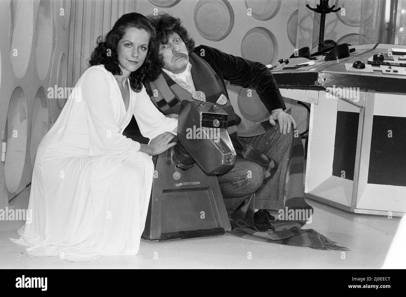 Doctor Who, actor Tom Baker the 4th Doctor pictured with fellow