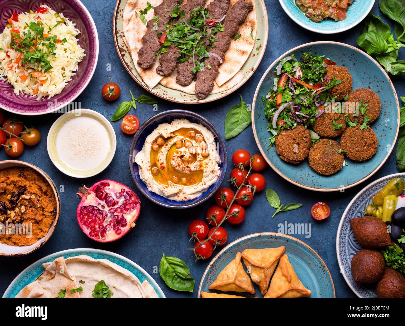 Arabic dishes and meze Stock Photo