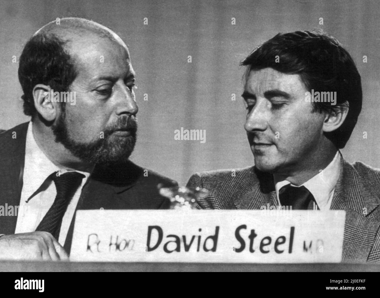 Clement Freud MP for the Isle of Ely seen here on the rostrum at the Liberal Party conference with David Steel 14th September 1978 *** Local Caption *** Watscan -  - 16/04/2009 Stock Photo