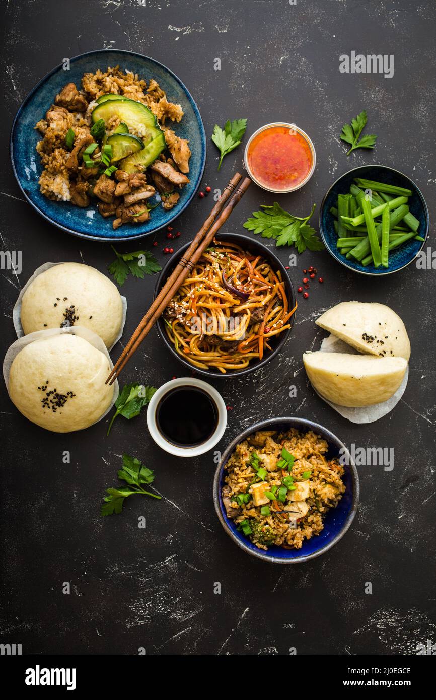 Asian assorted food set Stock Photo Alamy