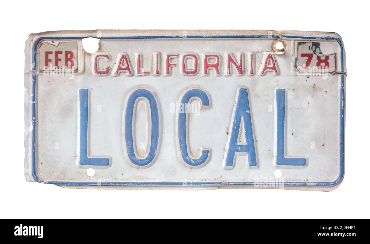 California Local License Plate Stock Photo