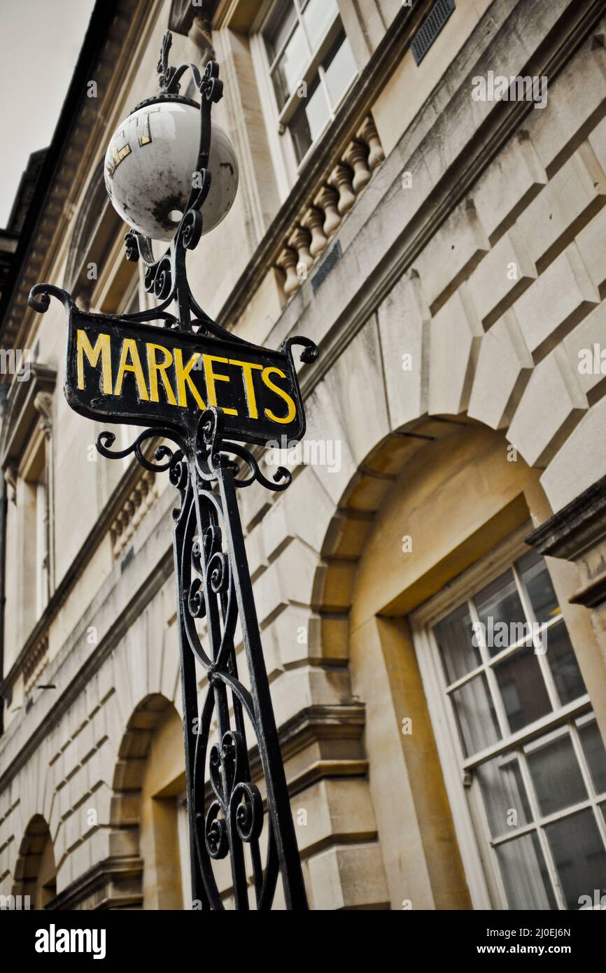 Markets Sign In A British Town Stock Photo