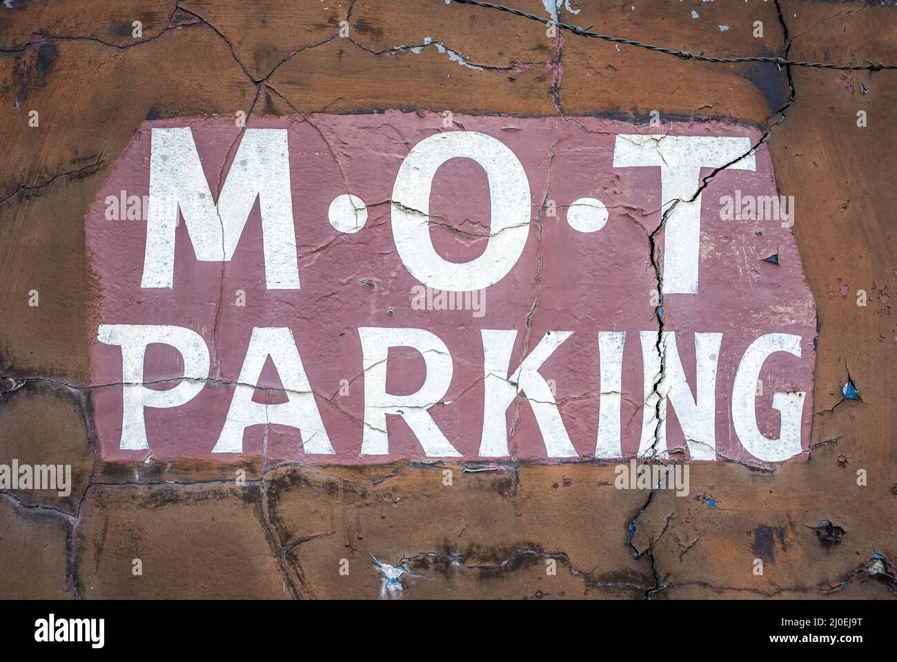 Dodgy MOT Garage Sign Stock Photo