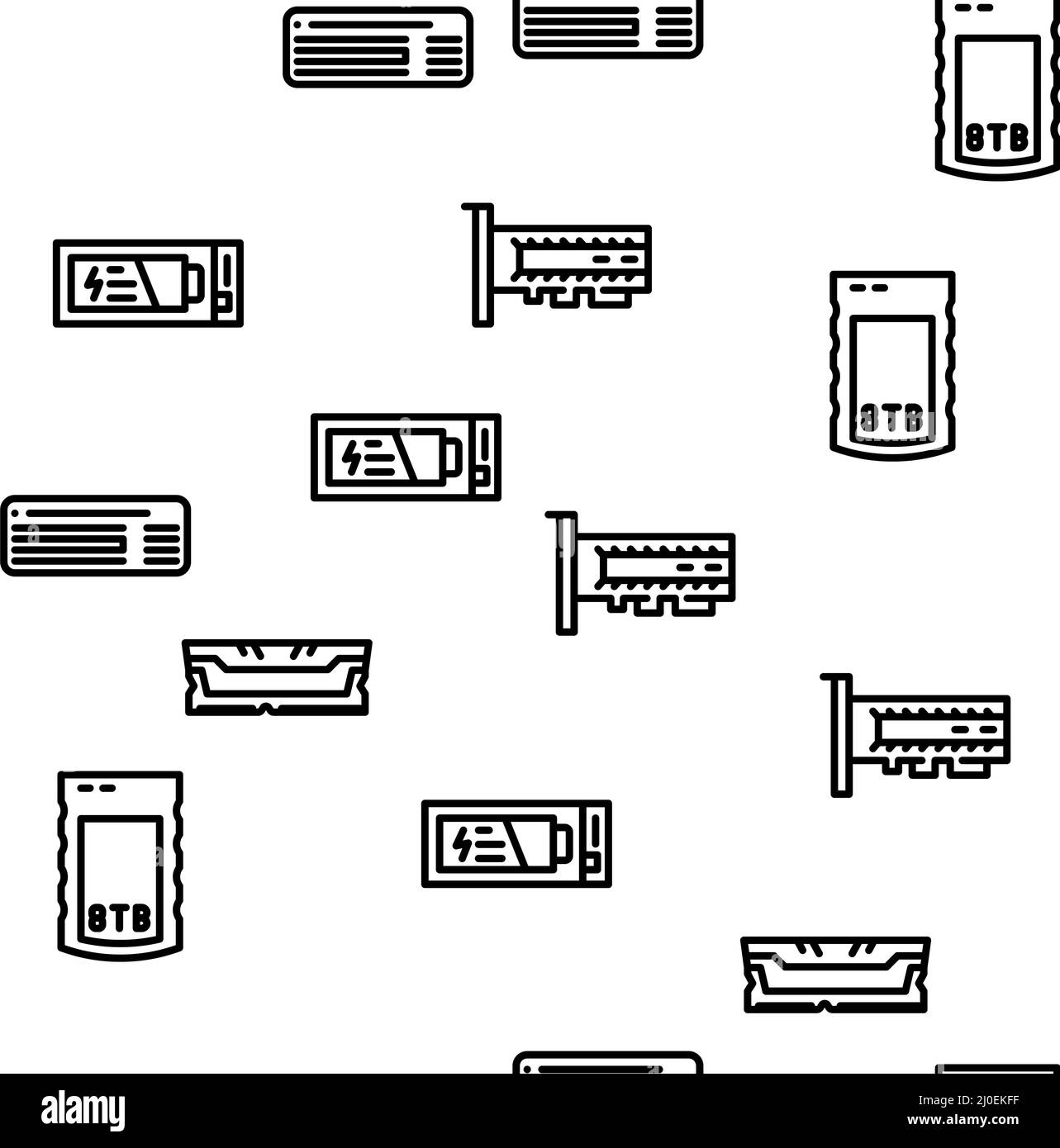 Computer Accessories And Parts Vector Seamless Pattern Stock Vector