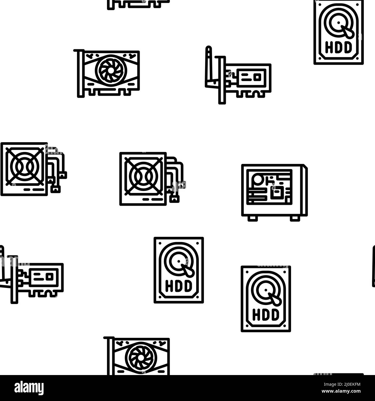 Computer Accessories And Parts Vector Seamless Pattern Stock Vector