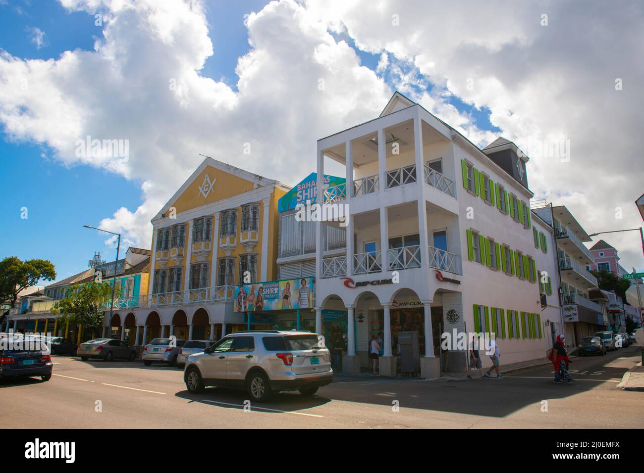 Historic commercial building on Bay Street in historic downtown Nassau
