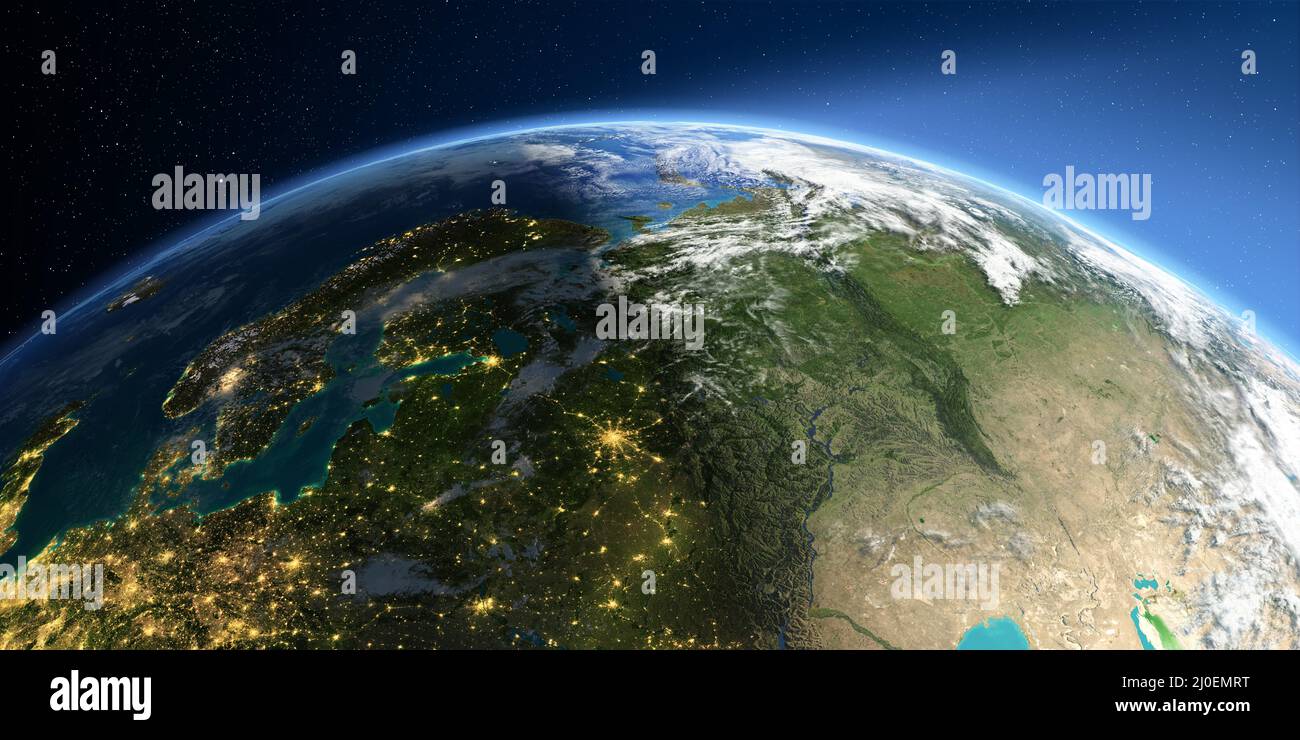 Detailed Earth. European part of Russia Stock Photo