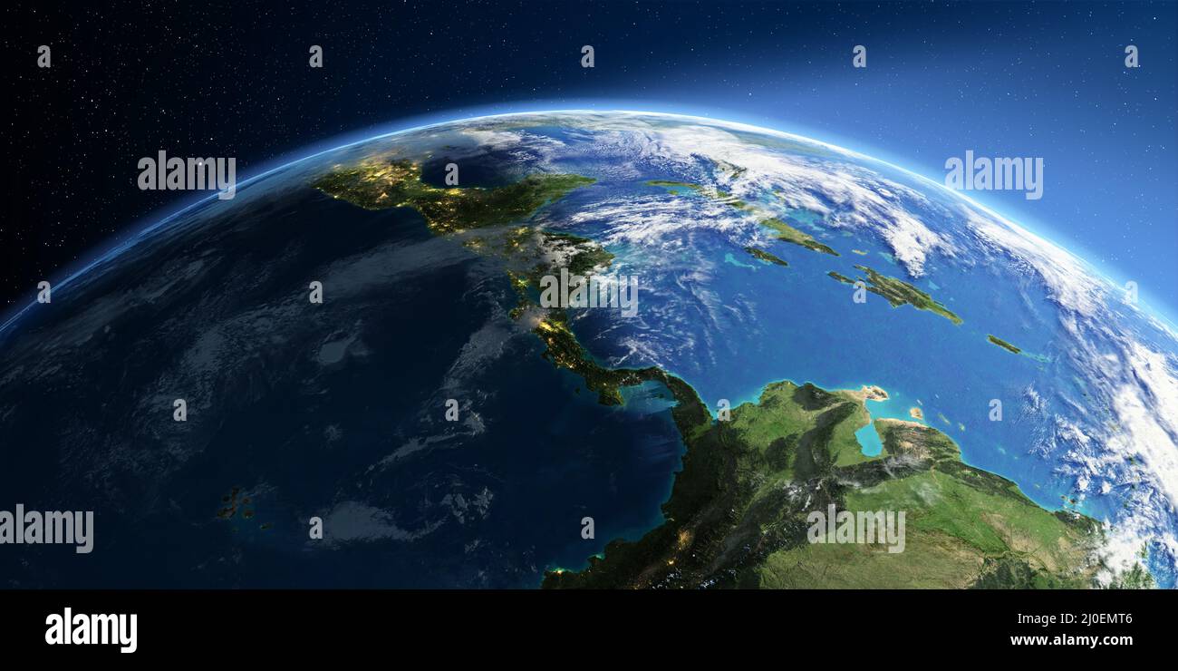 Detailed Earth. The countries of Central America Stock Photo