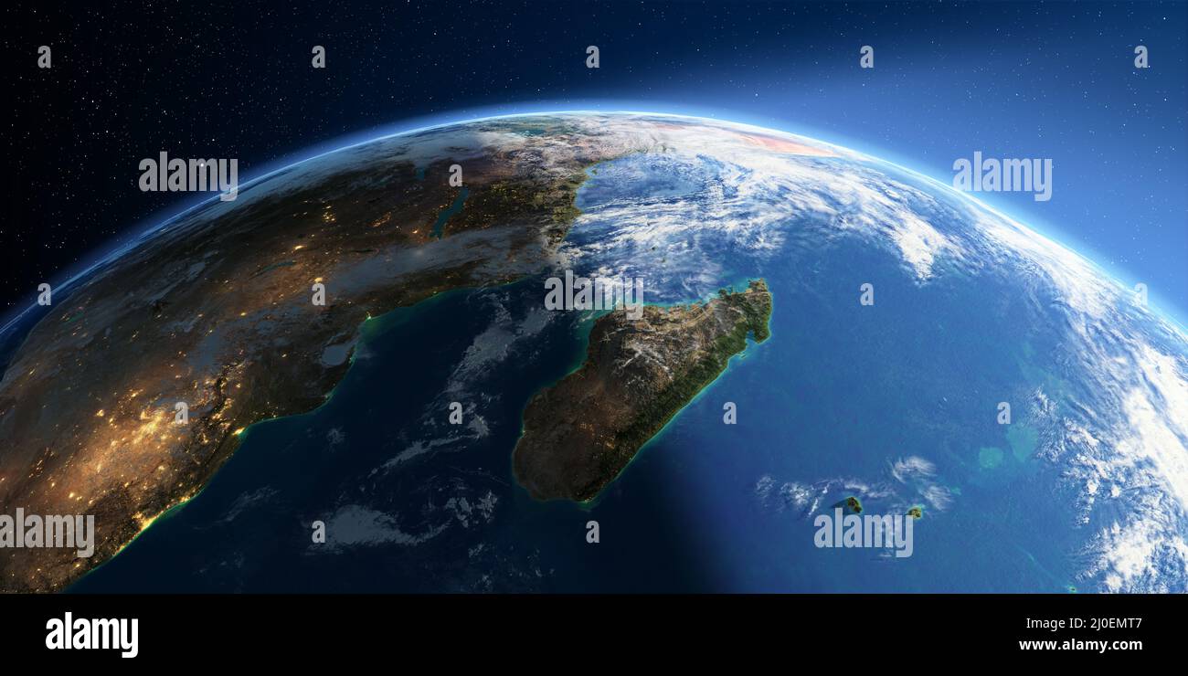 Detailed Earth. Africa and Madagascar Stock Photo