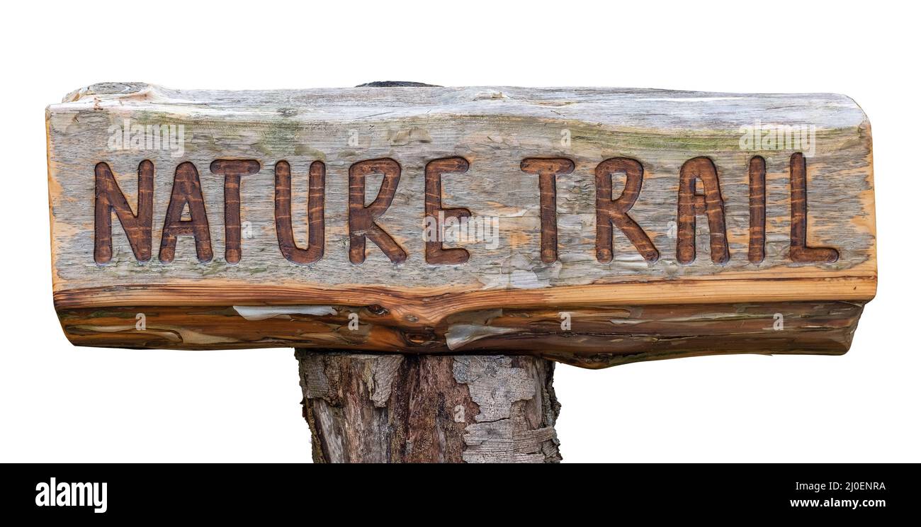 Rustic Wooden Nature Trail Sign Stock Photo