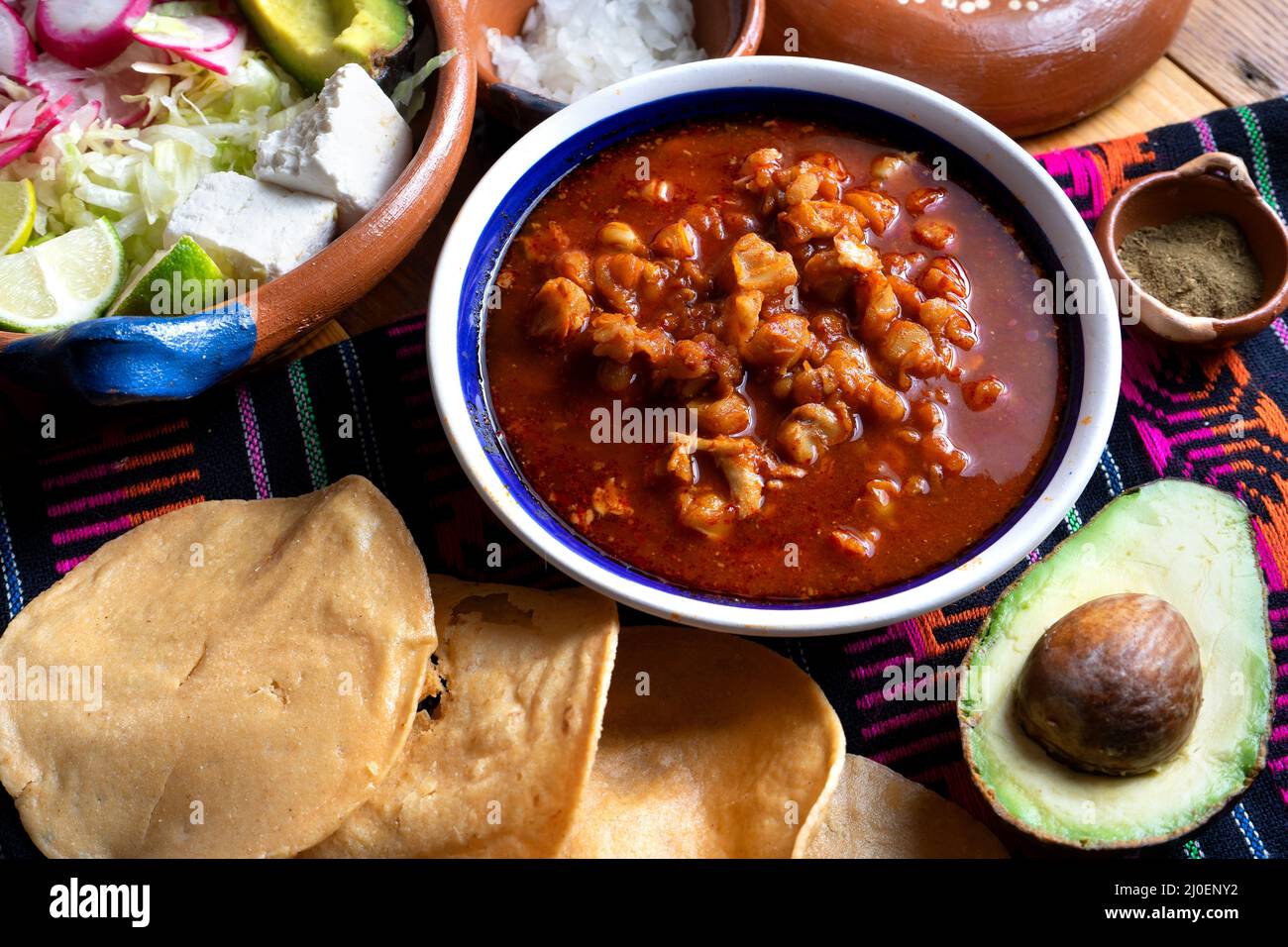 Traditional Mexican Red Pozole Soup Stock Photo Alamy