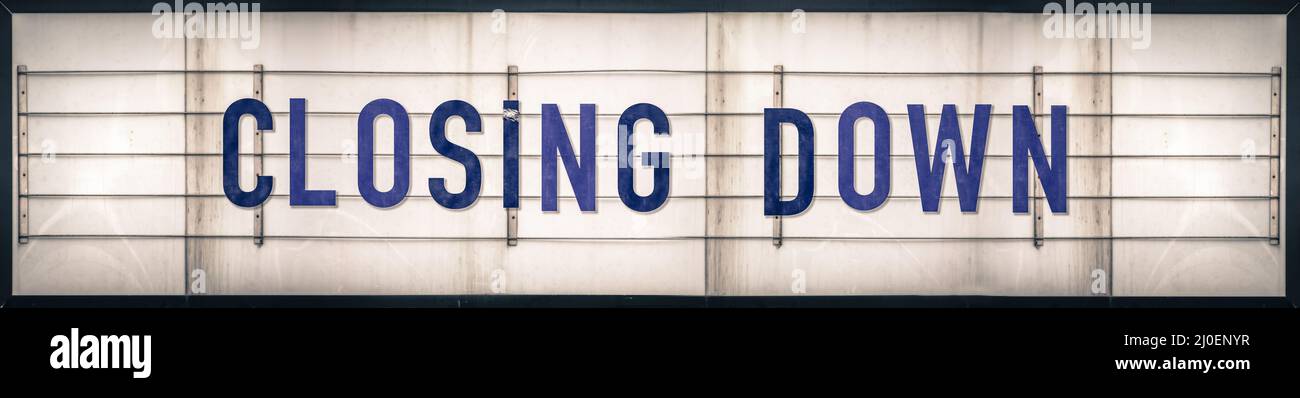 Closing Down Marquee Sign Stock Photo