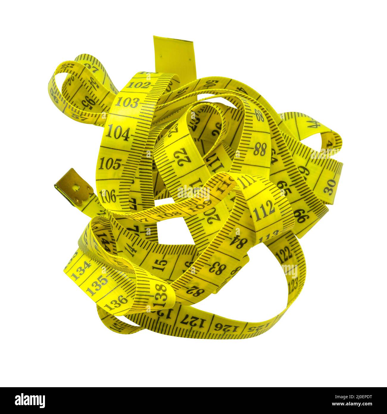 Tangled Yellow Tape Measure Stock Photo