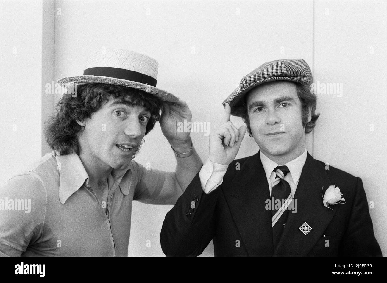 Kevin Keegan in a straw boater hat and 