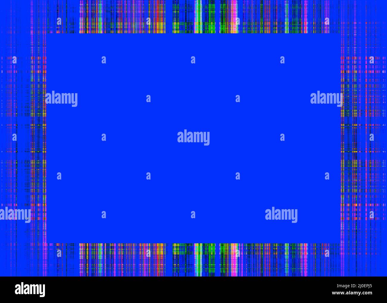 Multicoloured rough lines frame on blue Stock Photo