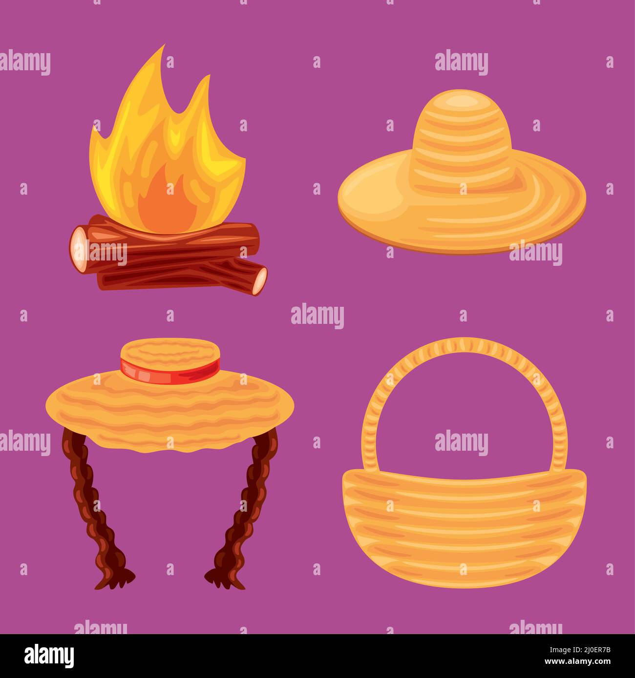 junina flat icons party Stock Vector