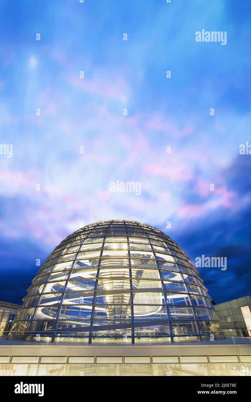 The Reichstag Dome at dusk Stock Photo