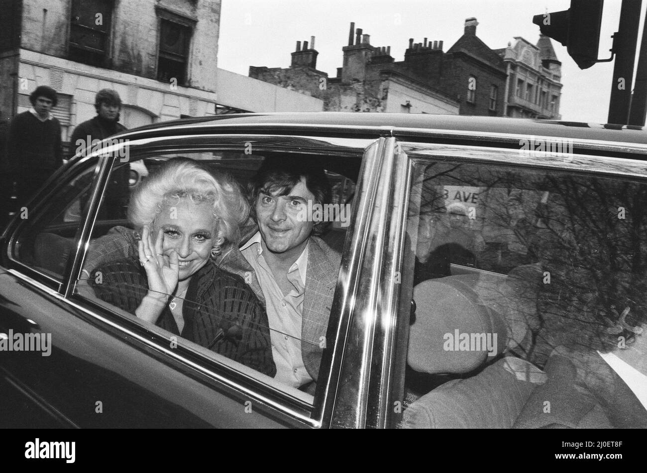 Barbara Windsor and her husband Ronnie Knight leaving Brixton prison. 1st February 1980. Stock Photo