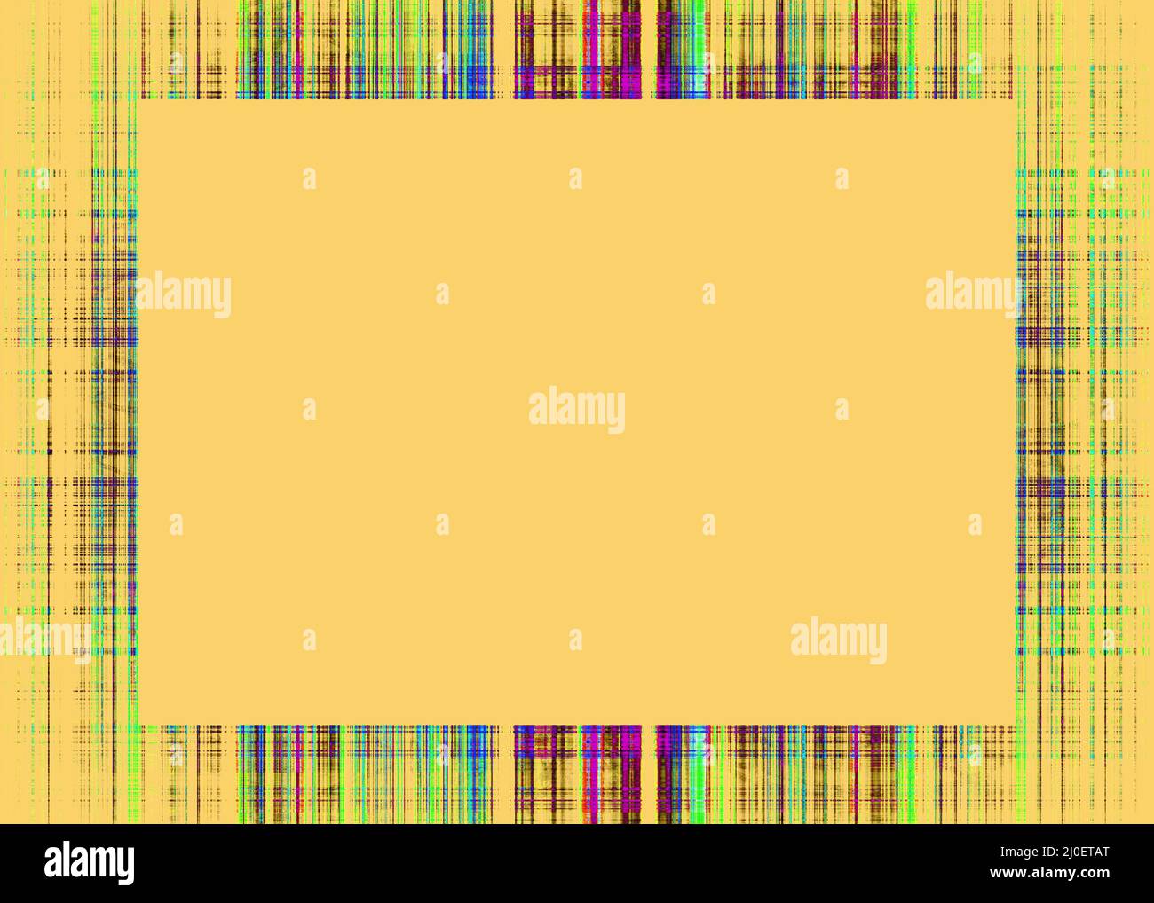 Multicoloured rough lines frame on yellow Stock Photo