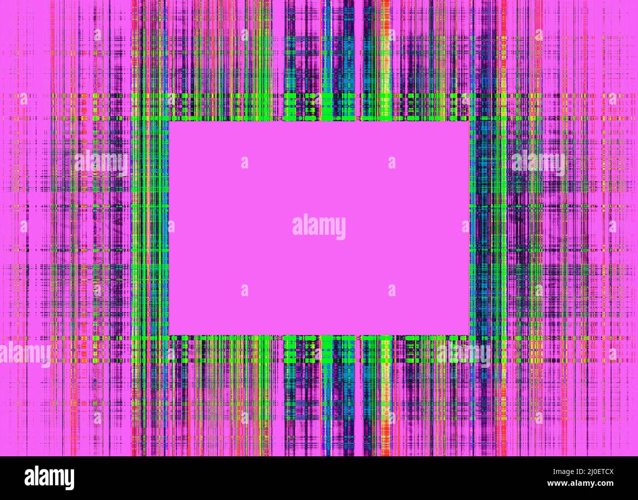 Multicoloured rough lines frame on pink Stock Photo