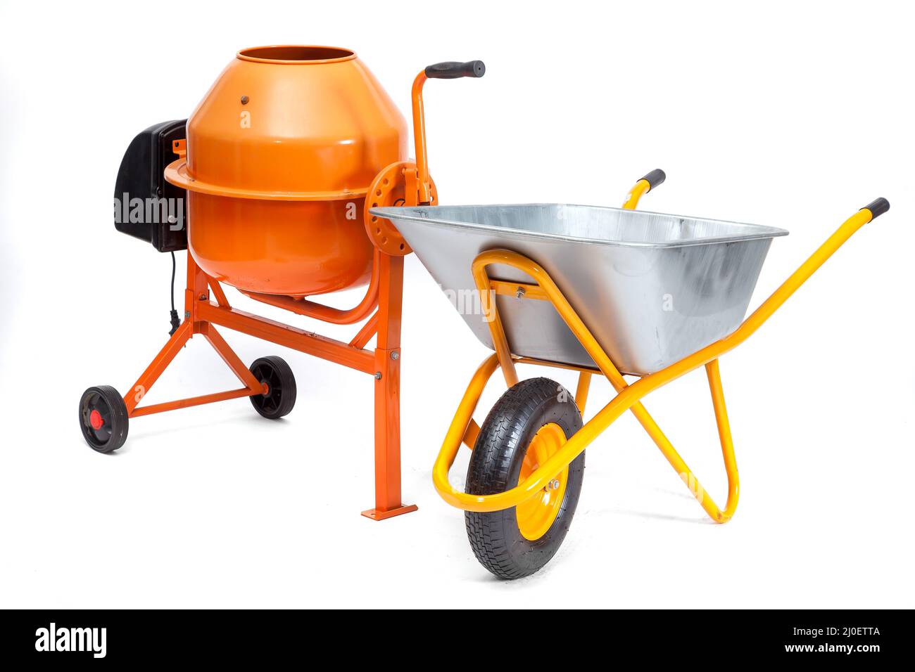 Concrete mixer and cart on an isolated white background Stock Photo Alamy