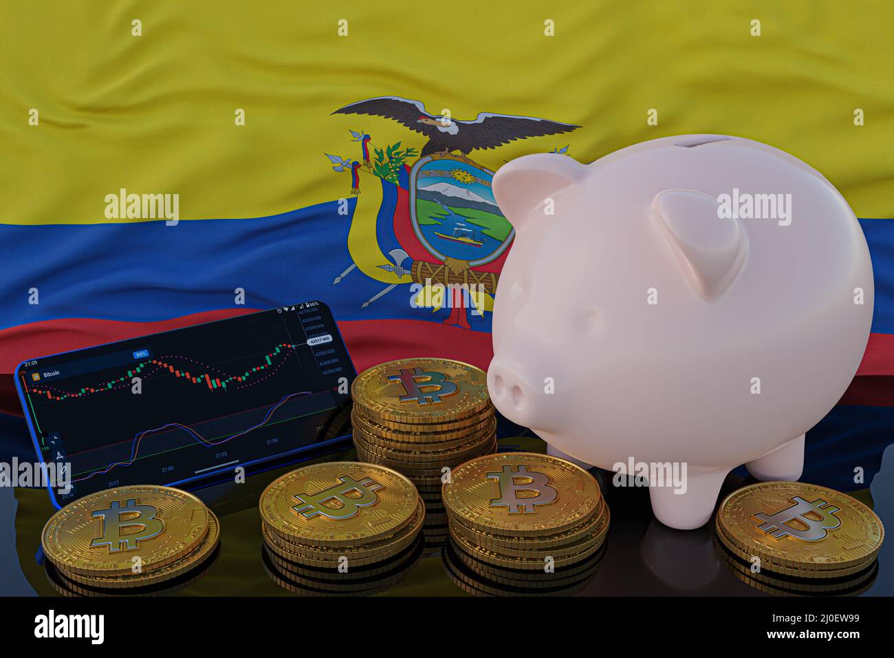 Bitcoin cryptocurrency in Ecuador, 3D rendering isolated on white  background Stock Photo - Alamy