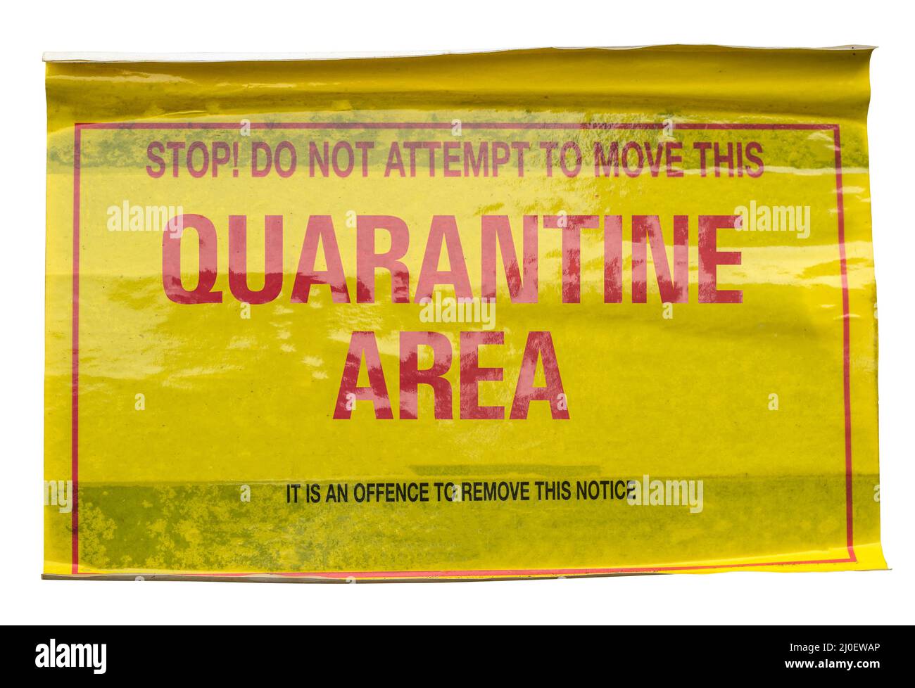 Quarantine Area Warning Sign Stock Photo