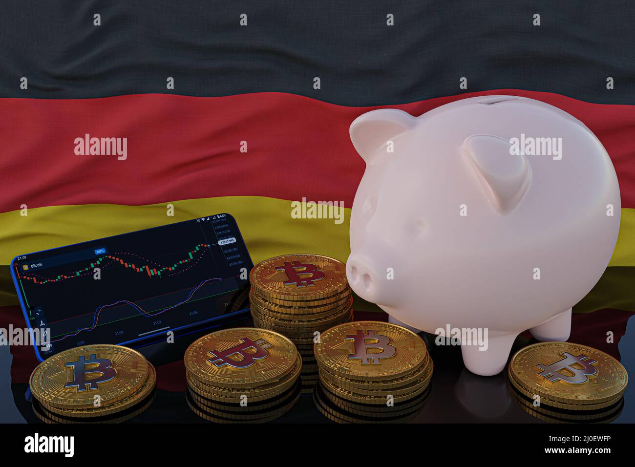 Germany flag on a bitcoin cryptocurrency coin. 3D Rendering Stock Photo -  Alamy
