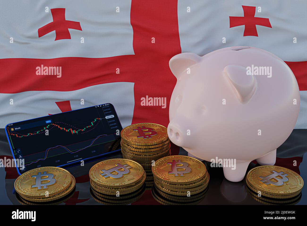 Bitcoin cryptocurrency in Georgia, 3D rendering isolated on white  background Stock Photo - Alamy