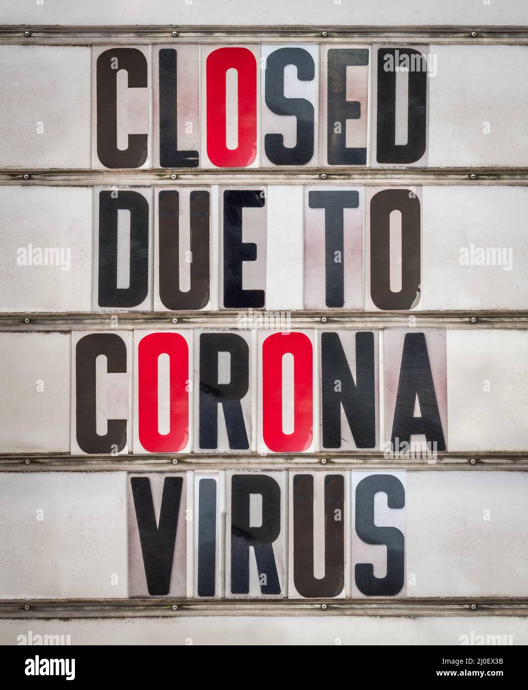 Closed Due To Coronavirus Sign Stock Photo