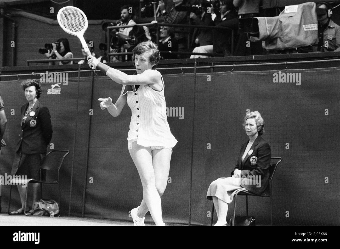 1978 Ladies Singles Final, Wimbledon, Chris Evert v Martina Navratilova, Wimbledon Tennis Championships , Friday 7th July 1978. Martina Navratilova wins in three sets (2?6, 6?4, 7?5)  Our Picture Shows ... Martina Navratilova Stock Photo
