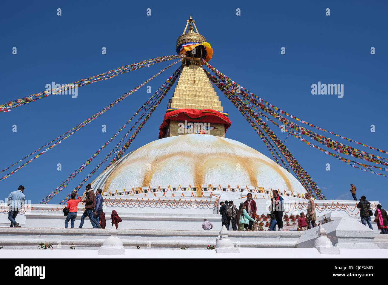 Famous Bouddha Stupa, in Kathmandu in Nepal Stock Photo