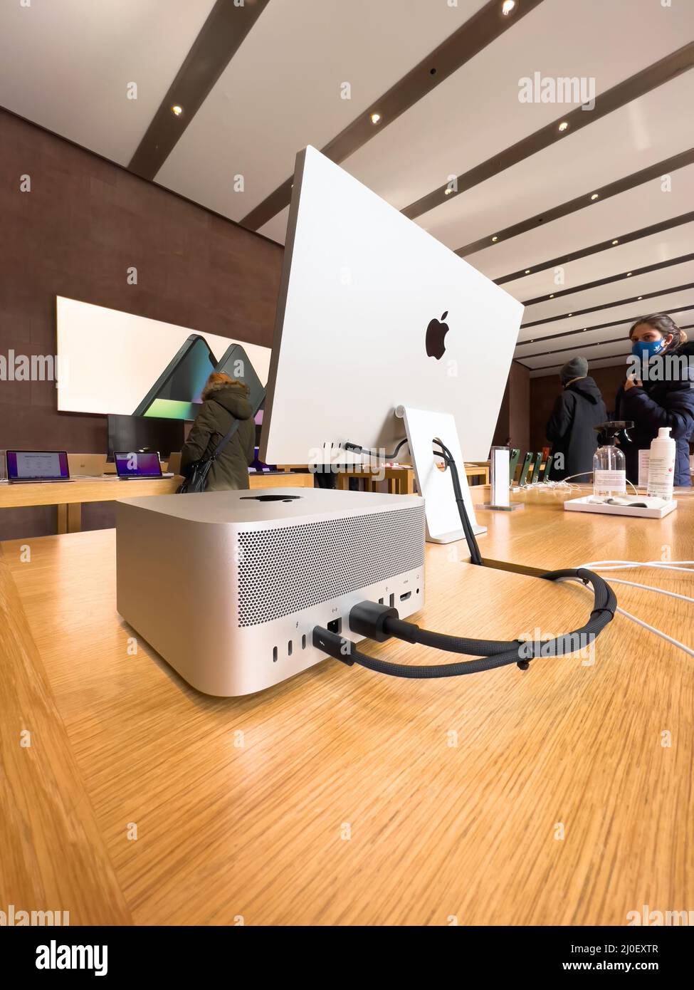 Paris, France - Mar 18, 2022: Vertical image new Apple Computers Mac ...