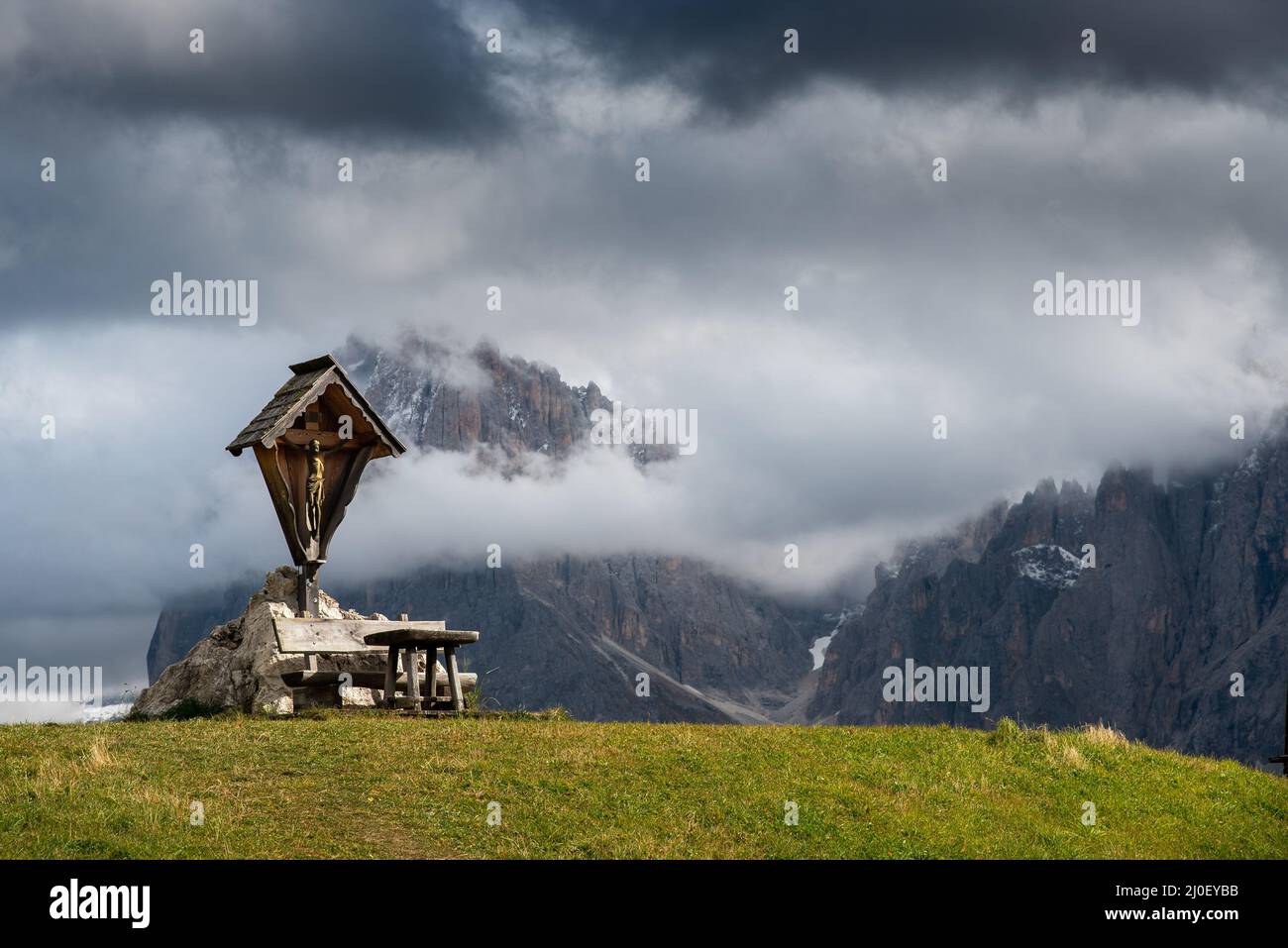 Place of worship Alpe di siusi valley dolomiti Italy Stock Photo