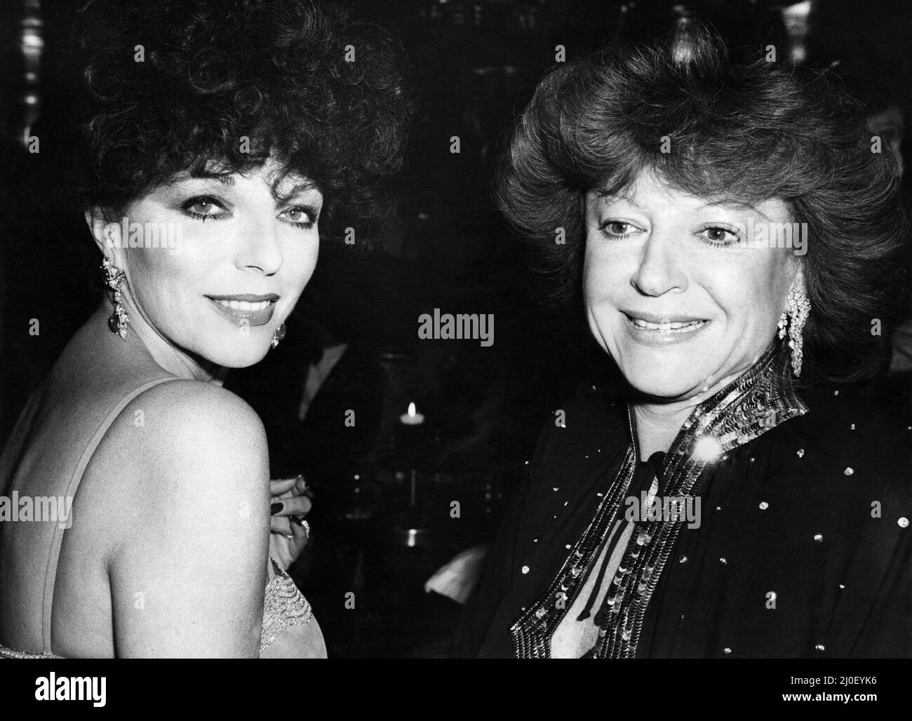 Actress Joan Collins meets Regine at the opening of the new London Club ...