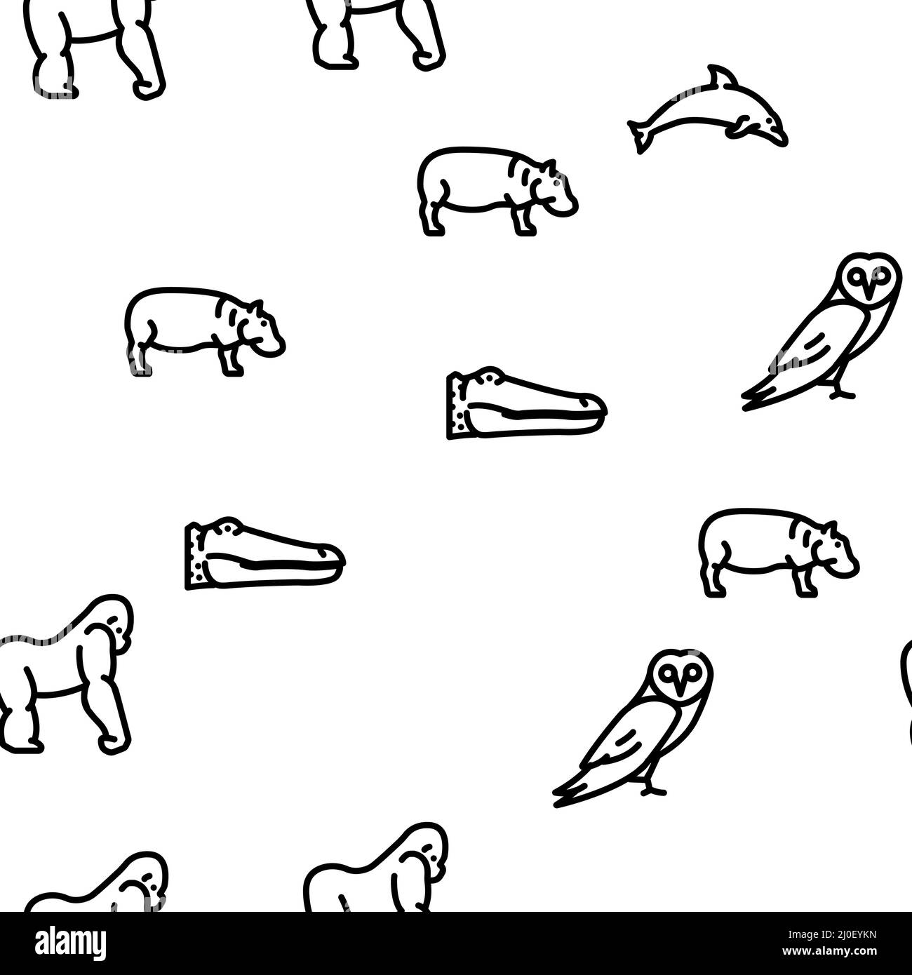 Wild Animals, Birds And Insects Vector Seamless Pattern Stock Vector