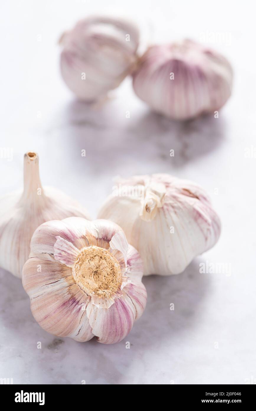 Healthy and nutritious white spicy garlic fruit Stock Photo