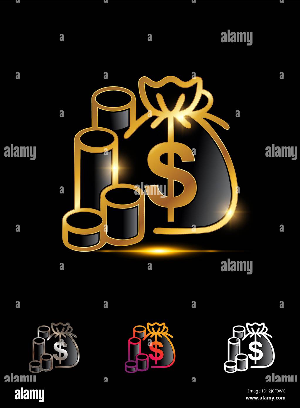 A Vector Illustration set of Golden Money Vector Icon Stock Vector ...