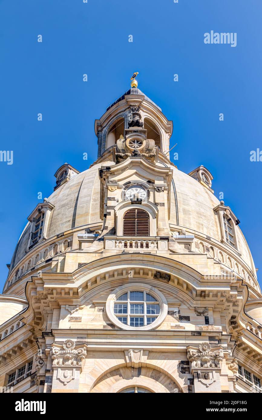 The Evangelical Frauenkirche (Church of Our Lady) in the old town of Dresden in Saxony, Germany Stock Photo