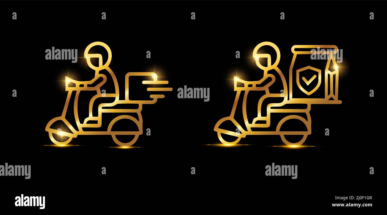 A vector Illustration set of Golden Delivery Motorcycle Icon Stock Vector