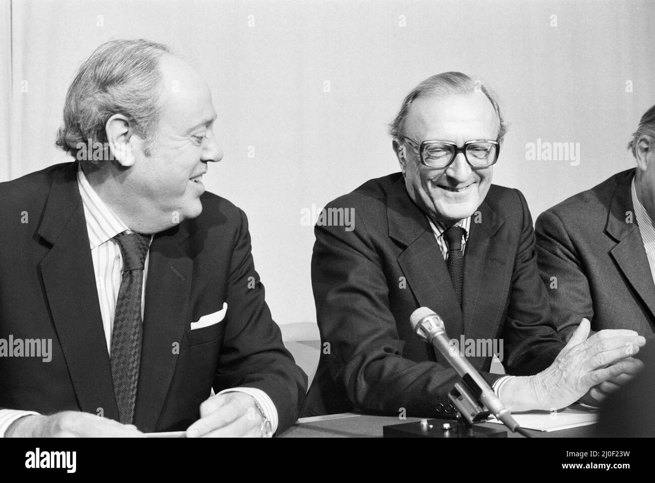 Foreign Secretary Lord Carrington at a conference on Rhodesia with Christopher Soames, the Governor of Southern Rhodesia. 7th December 1979. Stock Photo