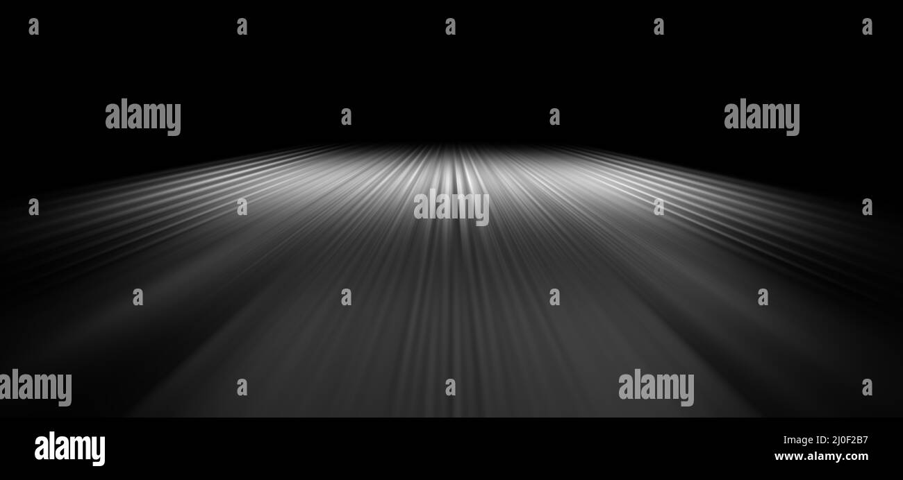 Streaks of light on night road. Abstract background of light lines. Perspective of luminous stripes. Stock Photo
