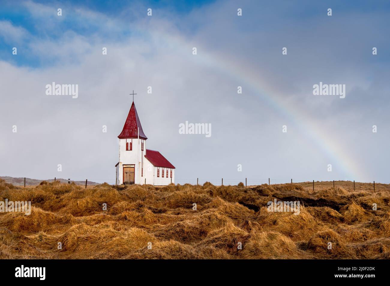 Hellnar church in Snaefellsnes peninsula at Western Iceland. Stock Photo