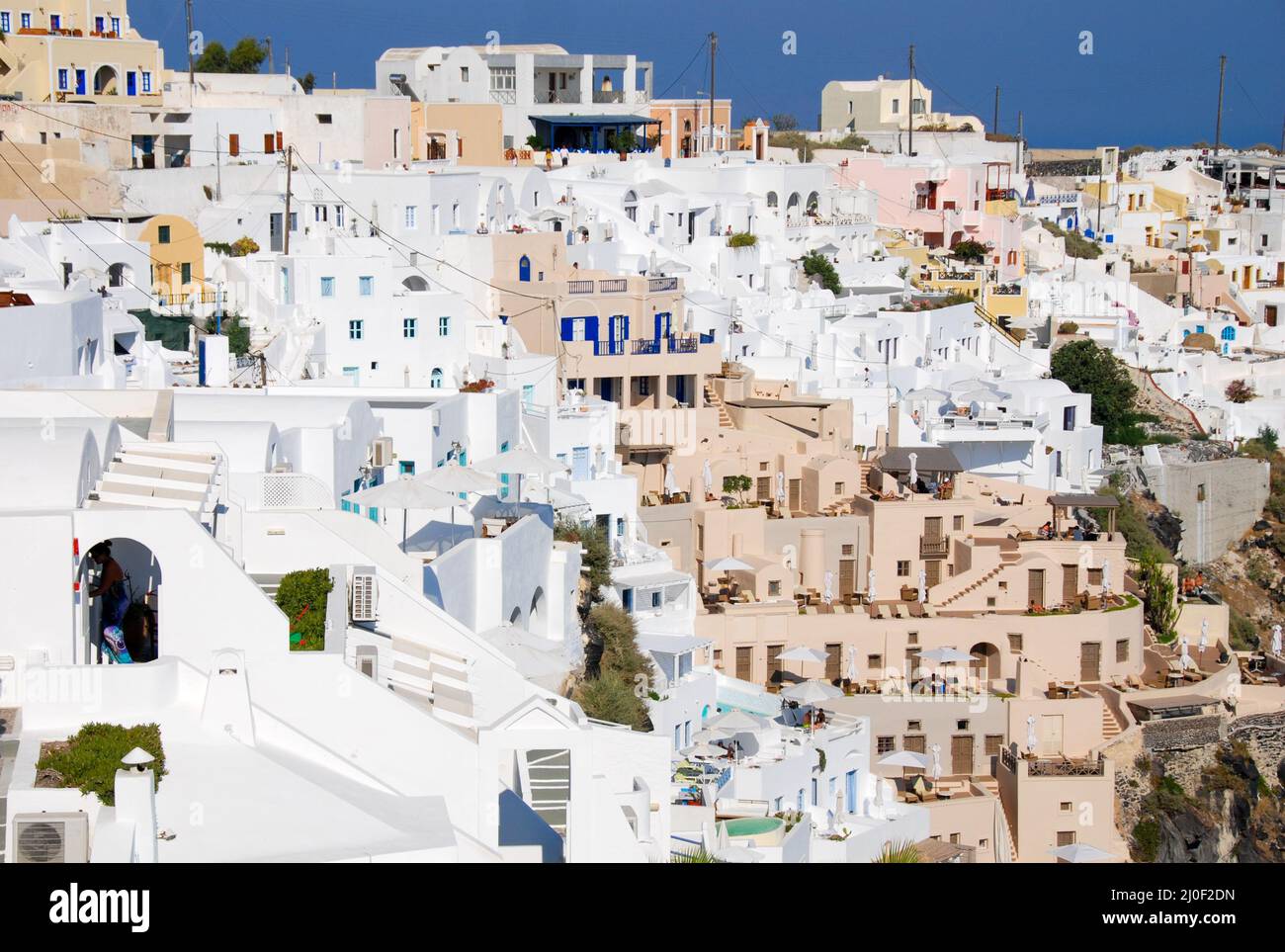White houses at the edge of the cliff at the village of Oia in