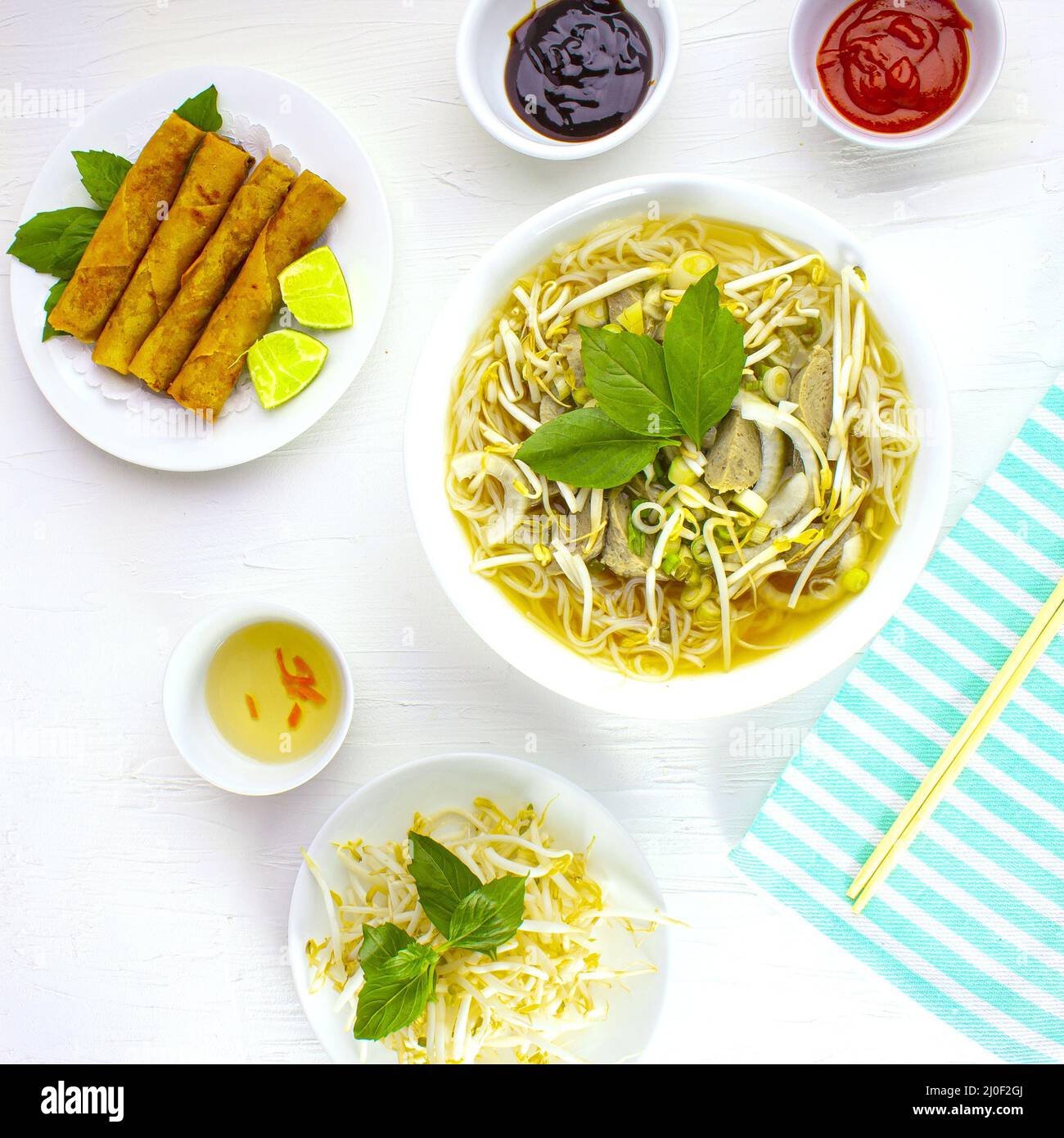 Top view of a Pho vietnamese food noodle soup Stock Photo - Alamy