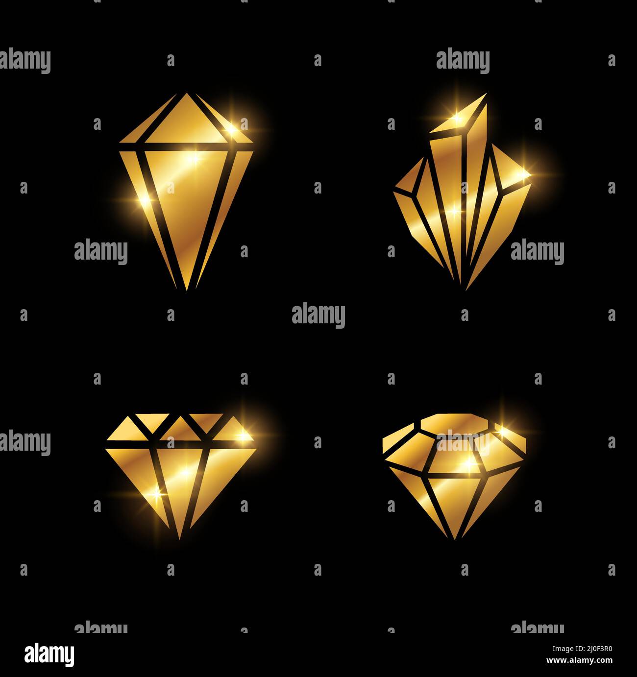 A Vector Illustration set of Golden Diamond Shape Vector Sign Stock Vector