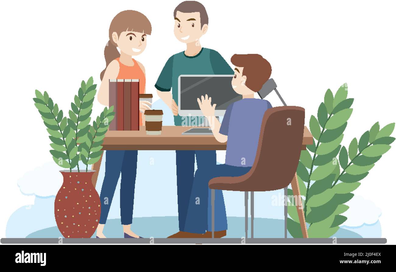People at workplace concept in flat design illustration Stock Vector ...